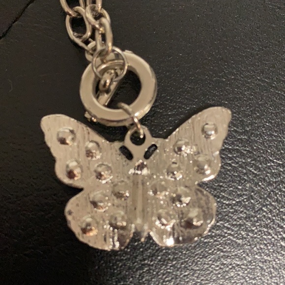 Rhinestone butterfly necklace with matching dangling earrings - Picture 7 of 11